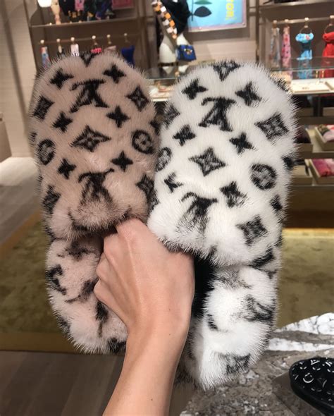 louis vuitton slides fur|louis vuitton fluffy slides.